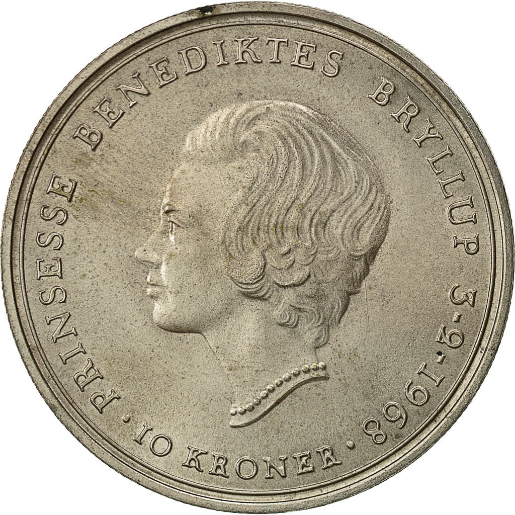 Moneta, Danimarca, Frederik IX, 10 Kroner, 1968, Copenhagen, BB, Argento, KM:857