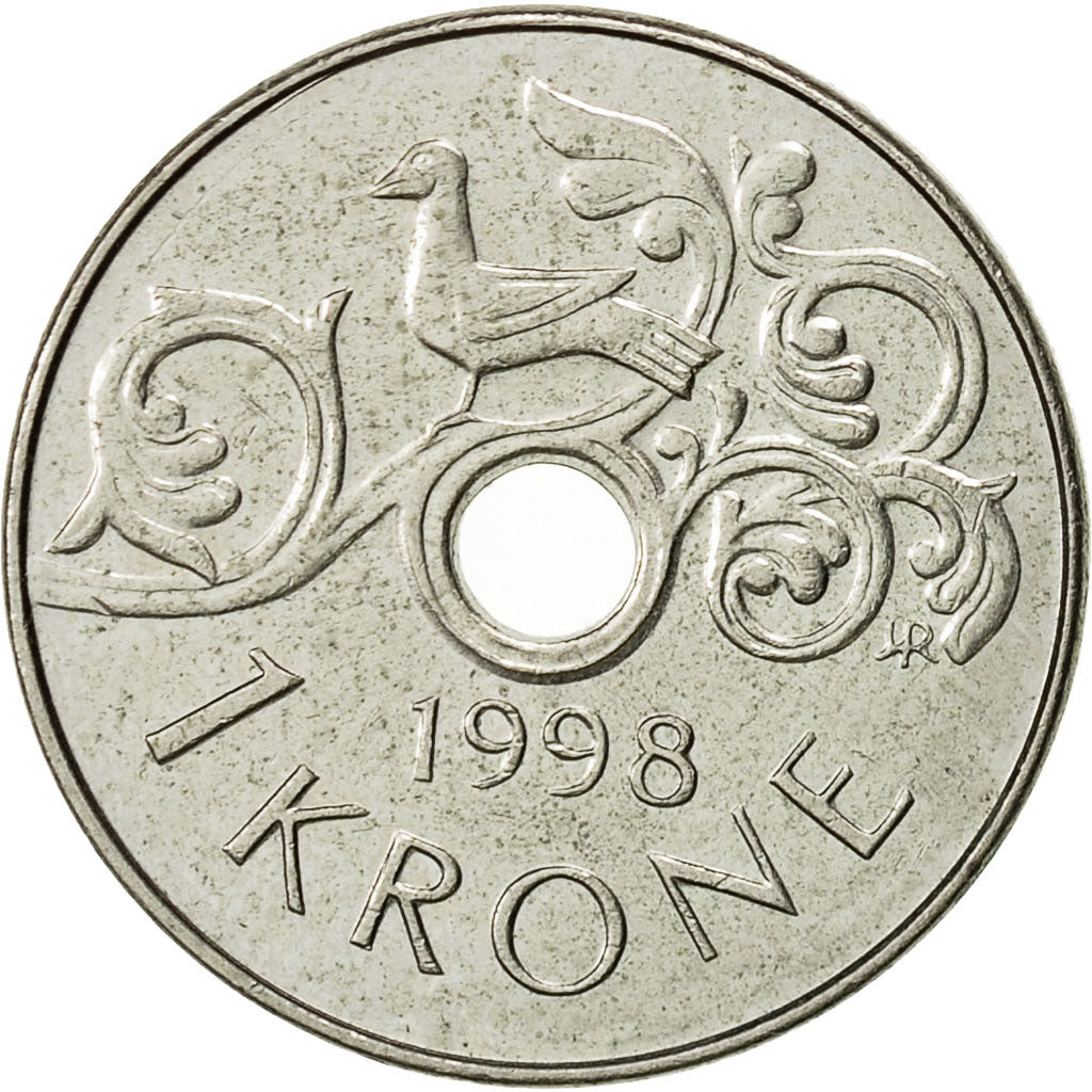 Coin, Norway, Harald V, Krone, 1998, EF(40-45), Copper-nickel, KM:462
