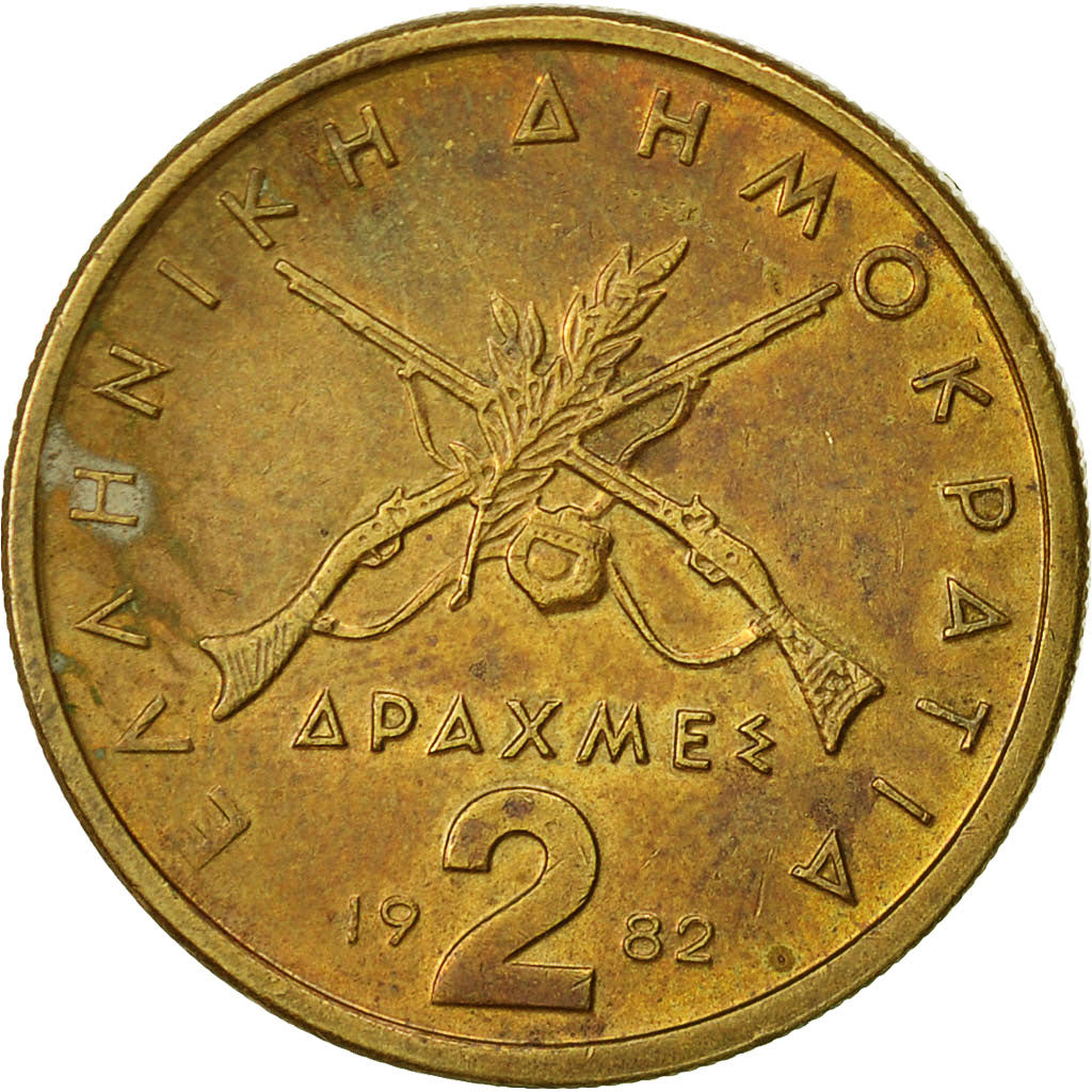 Munten, Griekenland, 2 Drachmes, 1982, FR, Nickel-brass, KM:130