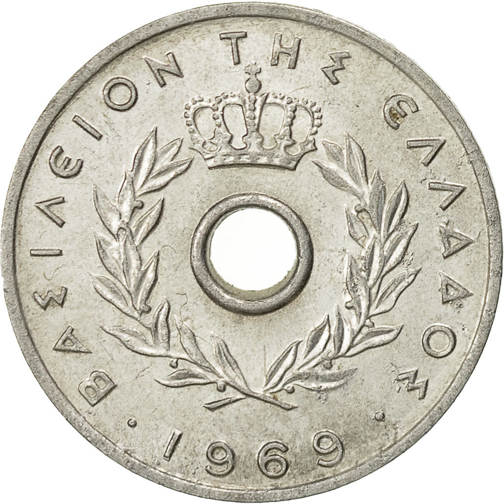 Munten, Griekenland, 10 Lepta, 1969, ZF, Aluminium, KM:78