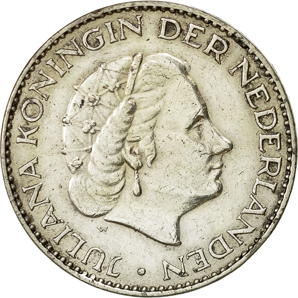 Coin, Netherlands, Juliana, Gulden, 1955, VF(20-25), Silver, KM:184
