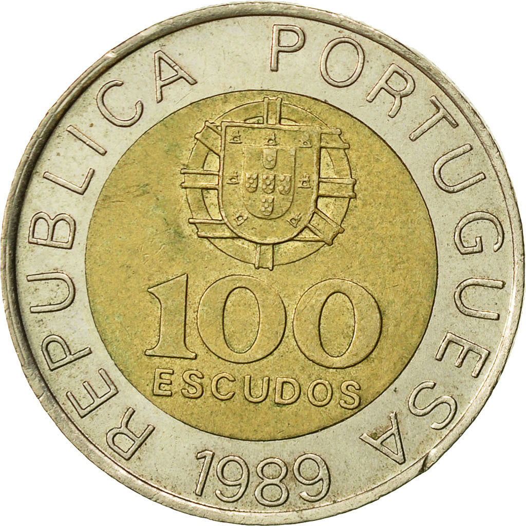 Monnaie, Portugal, 100 Escudos, 1989, TTB, Bi-Metallic, KM:645.2