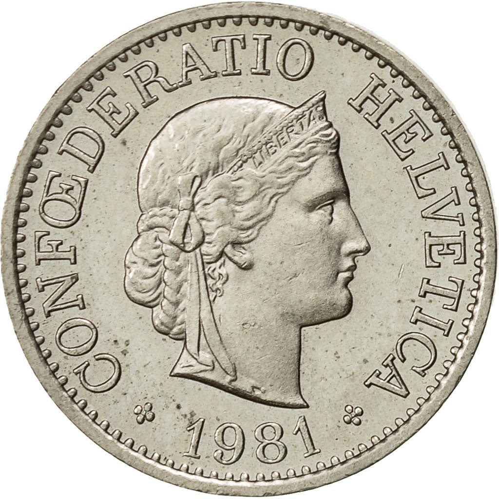 Moneta, Svizzera, 10 Rappen, 1981, Bern, BB, Rame-nichel, KM:27