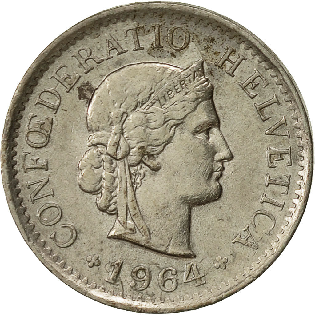 Moneta, Svizzera, 5 Rappen, 1964, Bern, BB, Rame-nichel, KM:26