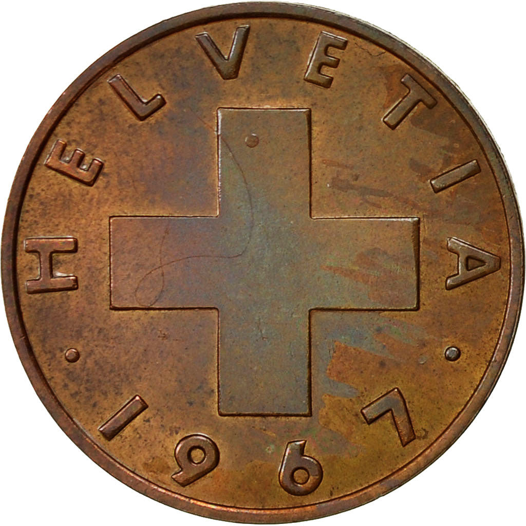 Coin, Switzerland, 2 Rappen, 1967, Bern, VF(20-25), Bronze, KM:47