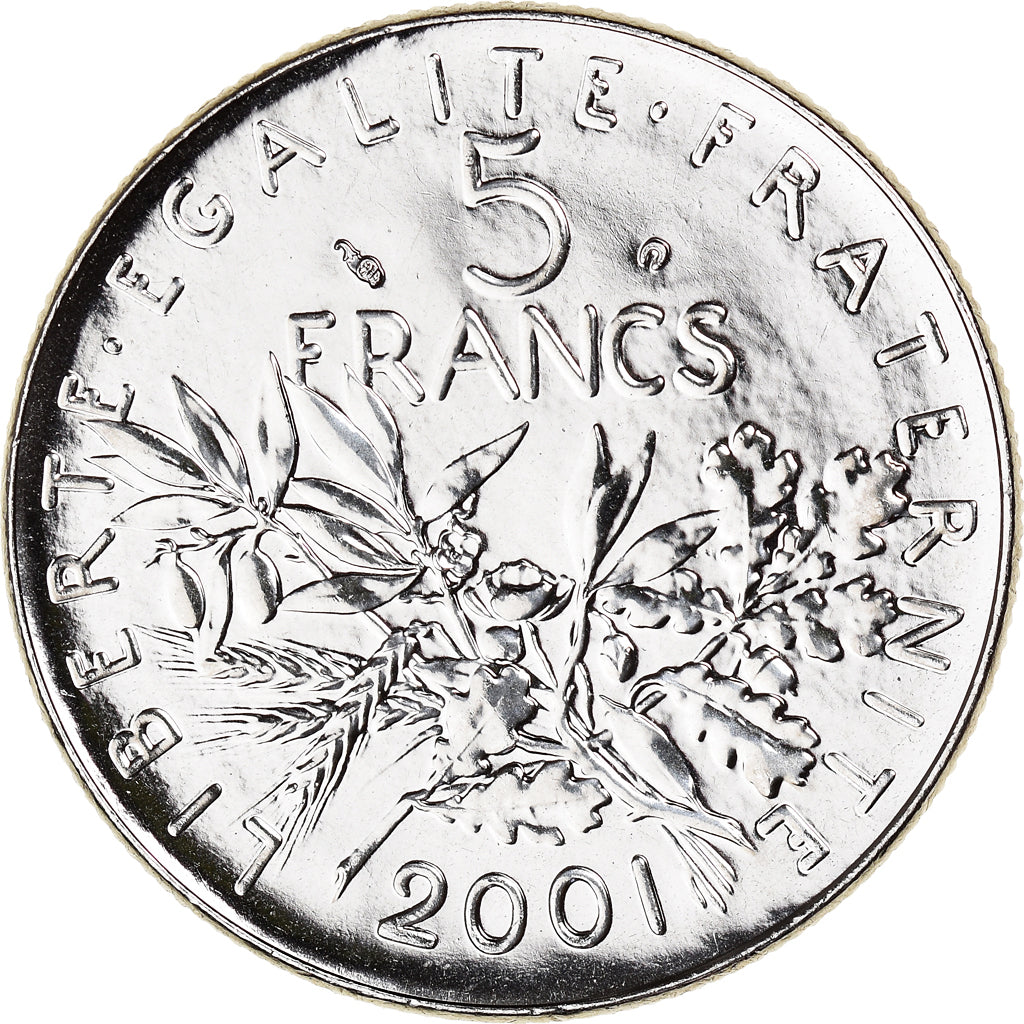 Moneda, Francia, Semeuse, 5 Francs, 2001, Paris, BU, FDC, Níquel recubierto de