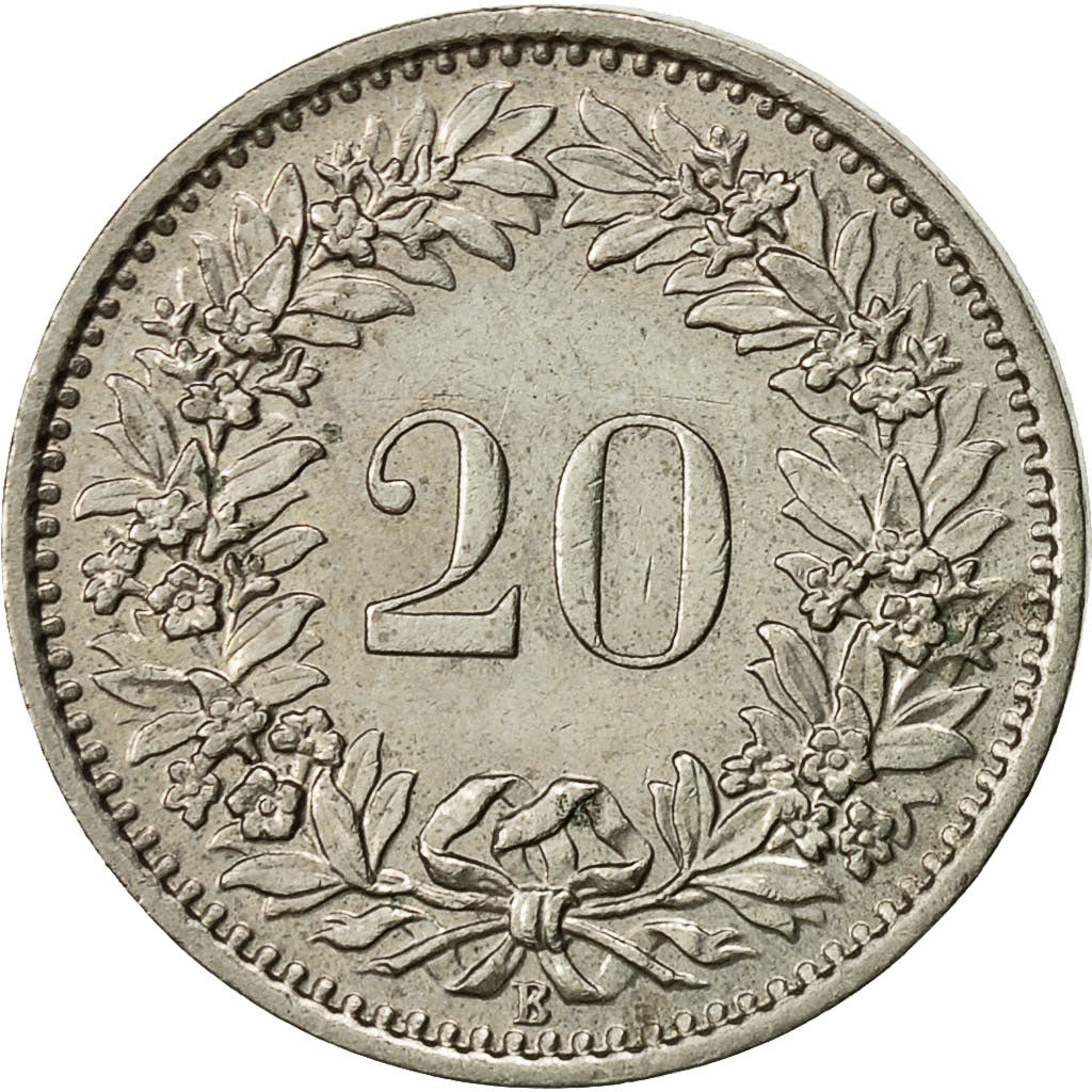 Moneta, Svizzera, 20 Rappen, 1966, Bern, BB, Rame-nichel, KM:29a