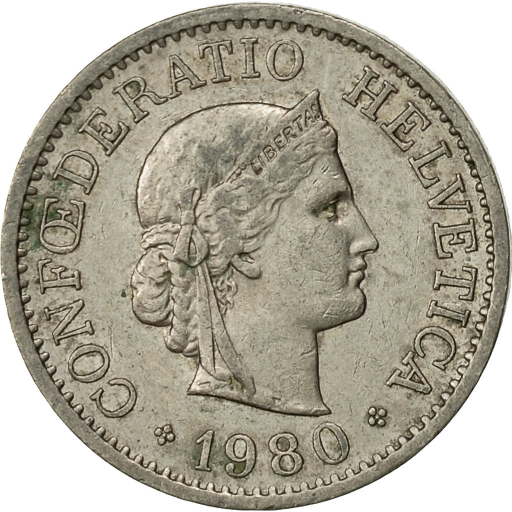 Moneta, Svizzera, 10 Rappen, 1980, Bern, BB, Rame-nichel, KM:27