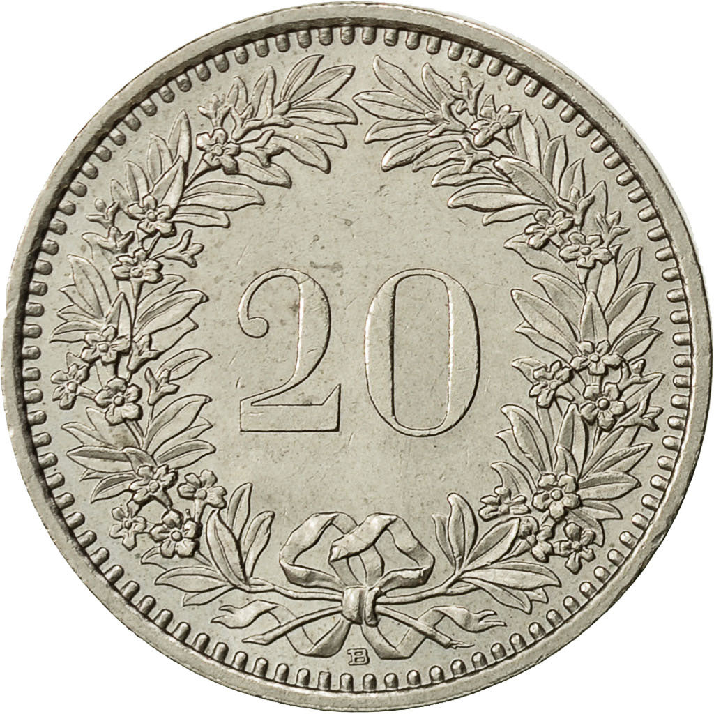 Moneta, Svizzera, 20 Rappen, 1989, Bern, BB+, Rame-nichel, KM:29a