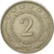 Coin, Yugoslavia, 2 Dinara, 1980, EF(40-45), Copper-Nickel-Zinc, KM:57
