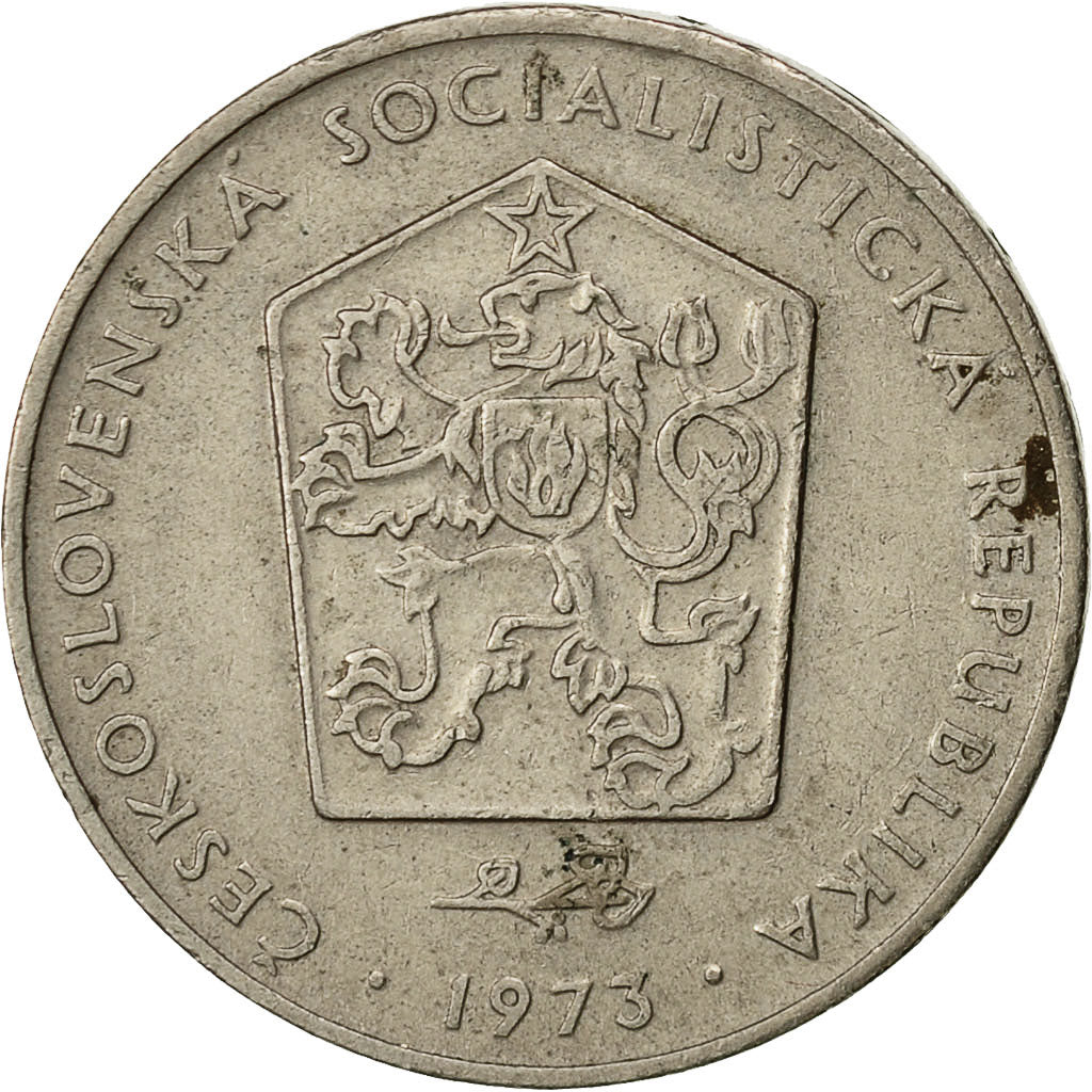 Moneta, Czechosłowacja, 2 Koruny, 1973, EF(40-45), Miedź-Nikiel, KM:75