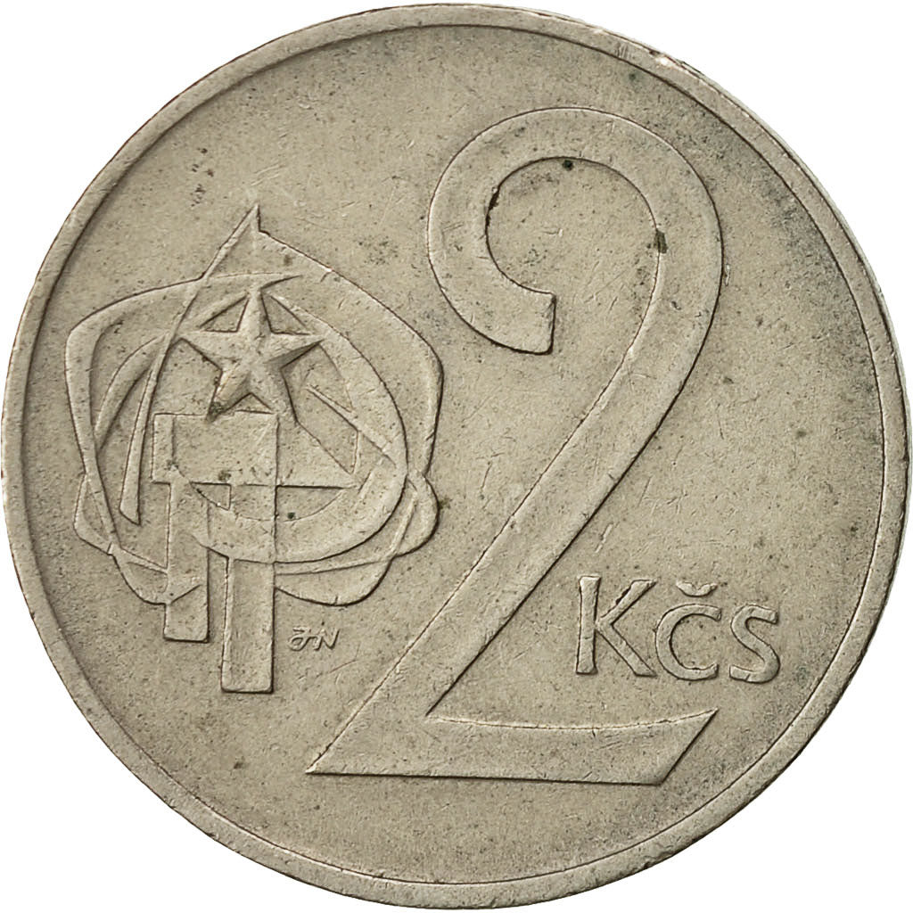 Moneta, Czechosłowacja, 2 Koruny, 1973, EF(40-45), Miedź-Nikiel, KM:75