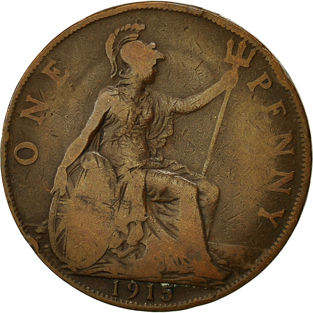 Monnaie, Grande-Bretagne, George V, Penny, 1915, TB, Bronze, KM:810