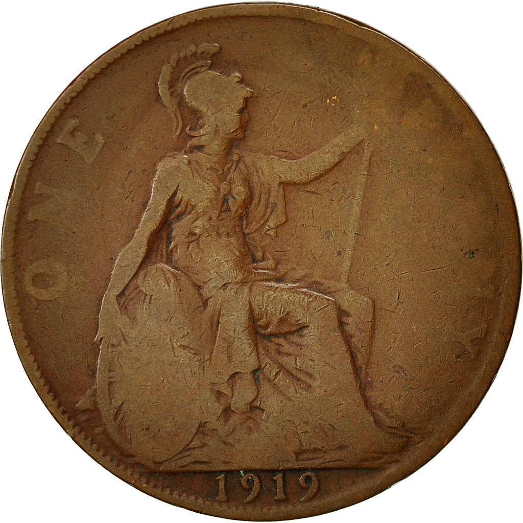 Coin, Great Britain, George V, Penny, 1919, F(12-15), Bronze, KM:810
