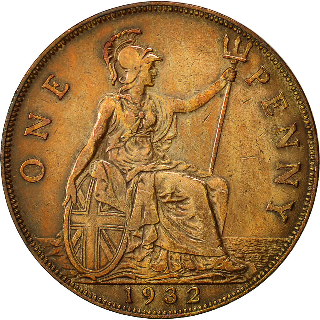 Coin, Great Britain, George V, Penny, 1932, EF(40-45), Bronze, KM:838