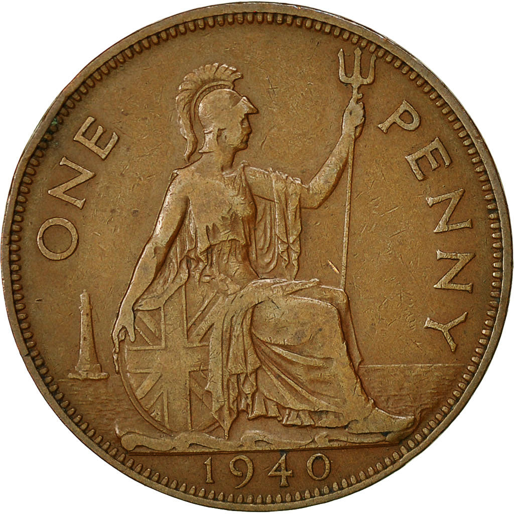 Monnaie, Grande-Bretagne, George VI, Penny, 1940, TB, Bronze, KM:845