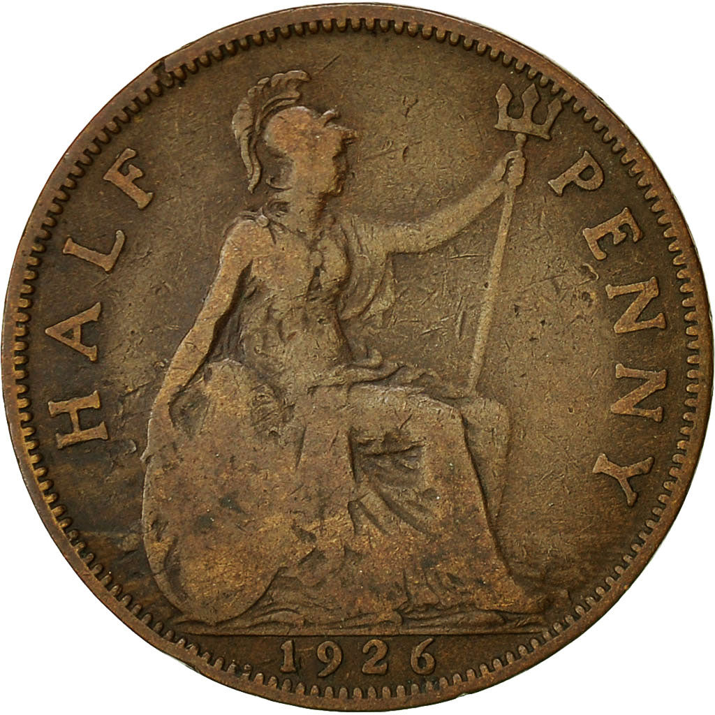Coin, Great Britain, George V, 1/2 Penny, 1926, EF(40-45), Bronze, KM:824