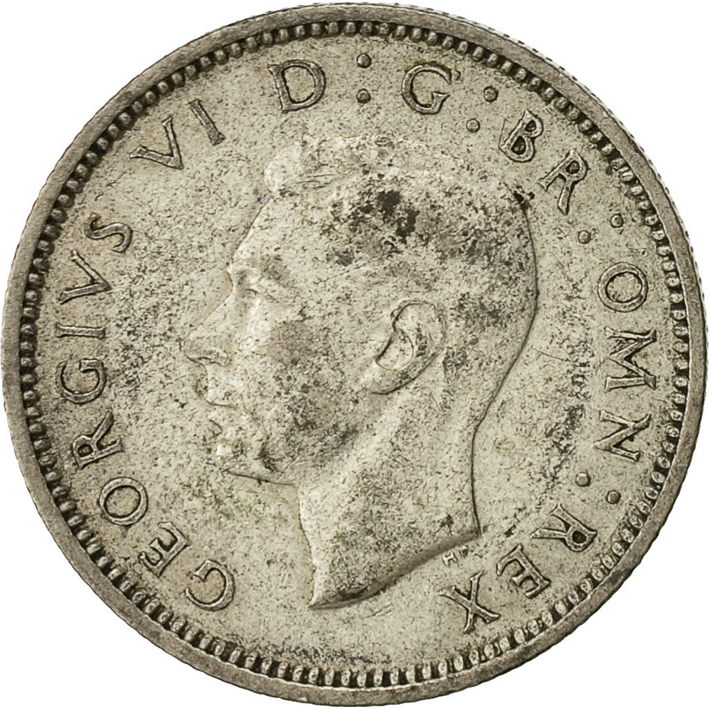 Moneta, Gran Bretagna, George VI, 6 Pence, 1945, MB, Argento, KM:852