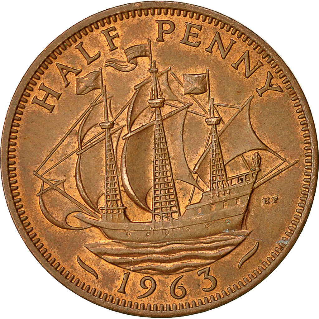 Monnaie, Grande-Bretagne, Elizabeth II, 1/2 Penny, 1963, SUP, Bronze, KM:896