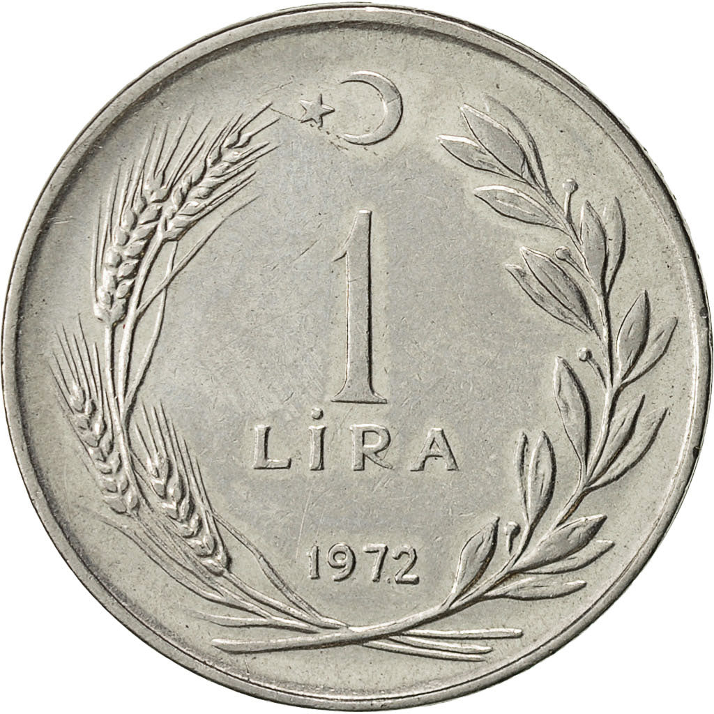 Moneda, Turquía, Lira, 1972, MBC, Acero inoxidable, KM:889a.2
