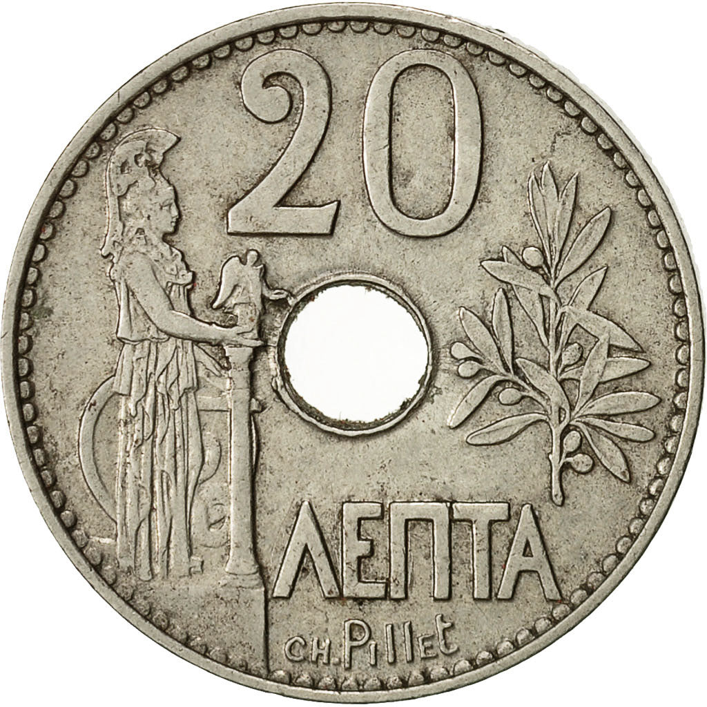 Coin, Greece, George I, 20 Lepta, 1912, EF(40-45), Nickel, KM:64