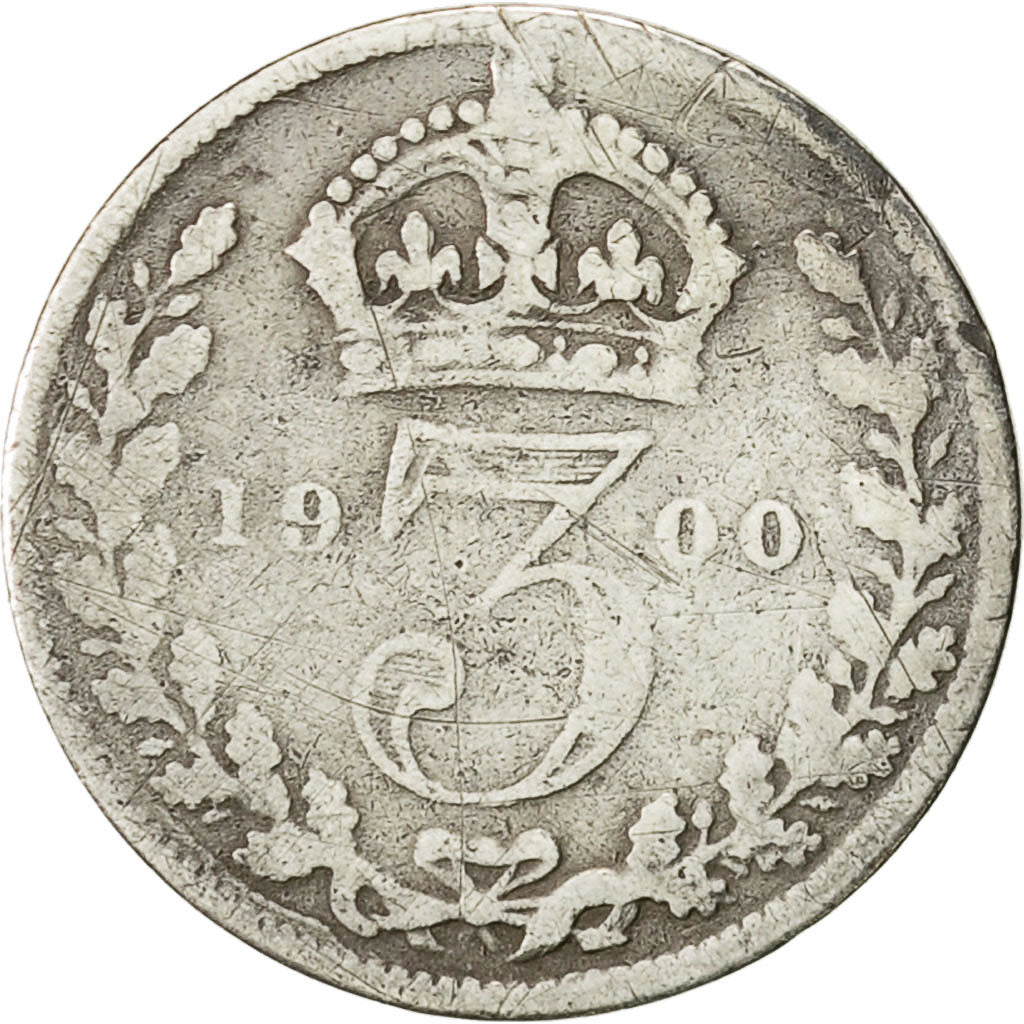 Coin, Great Britain, Victoria, 3 Pence, 1900, VF(20-25), Silver, KM:777