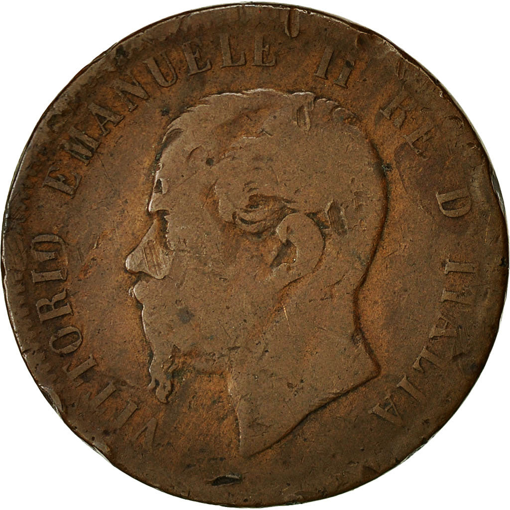 Moneta, Italia, Vittorio Emanuele II, 10 Centesimi, 1866, Torino, B+, Rame