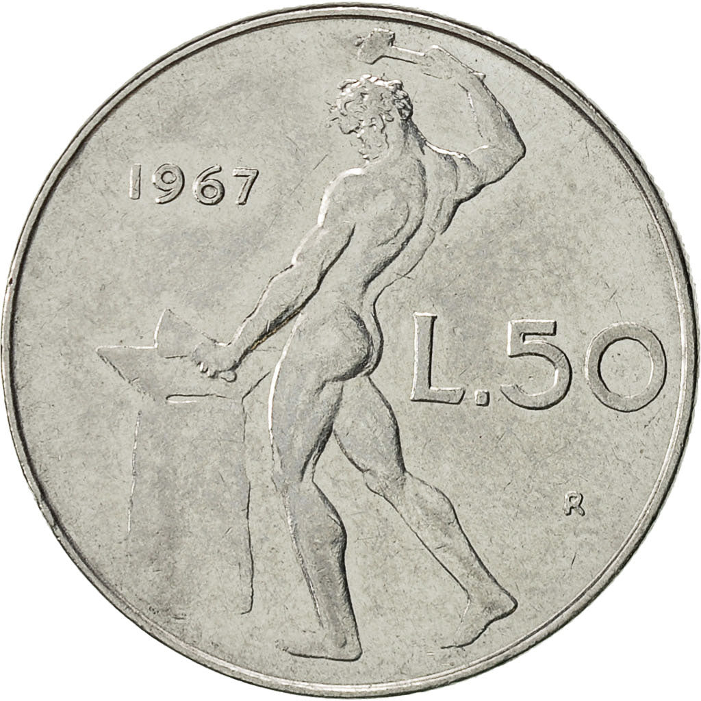 Münze, Italien, 50 Lire, 1967, Rome, SS, Stainless Steel, KM:95.1