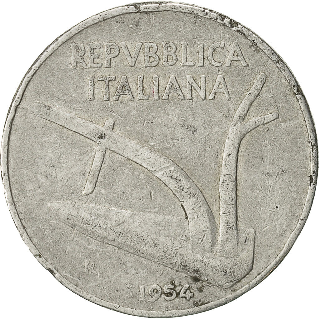 Moneda, Italia, 10 Lire, 1954, Rome, BC+, Aluminio, KM:93