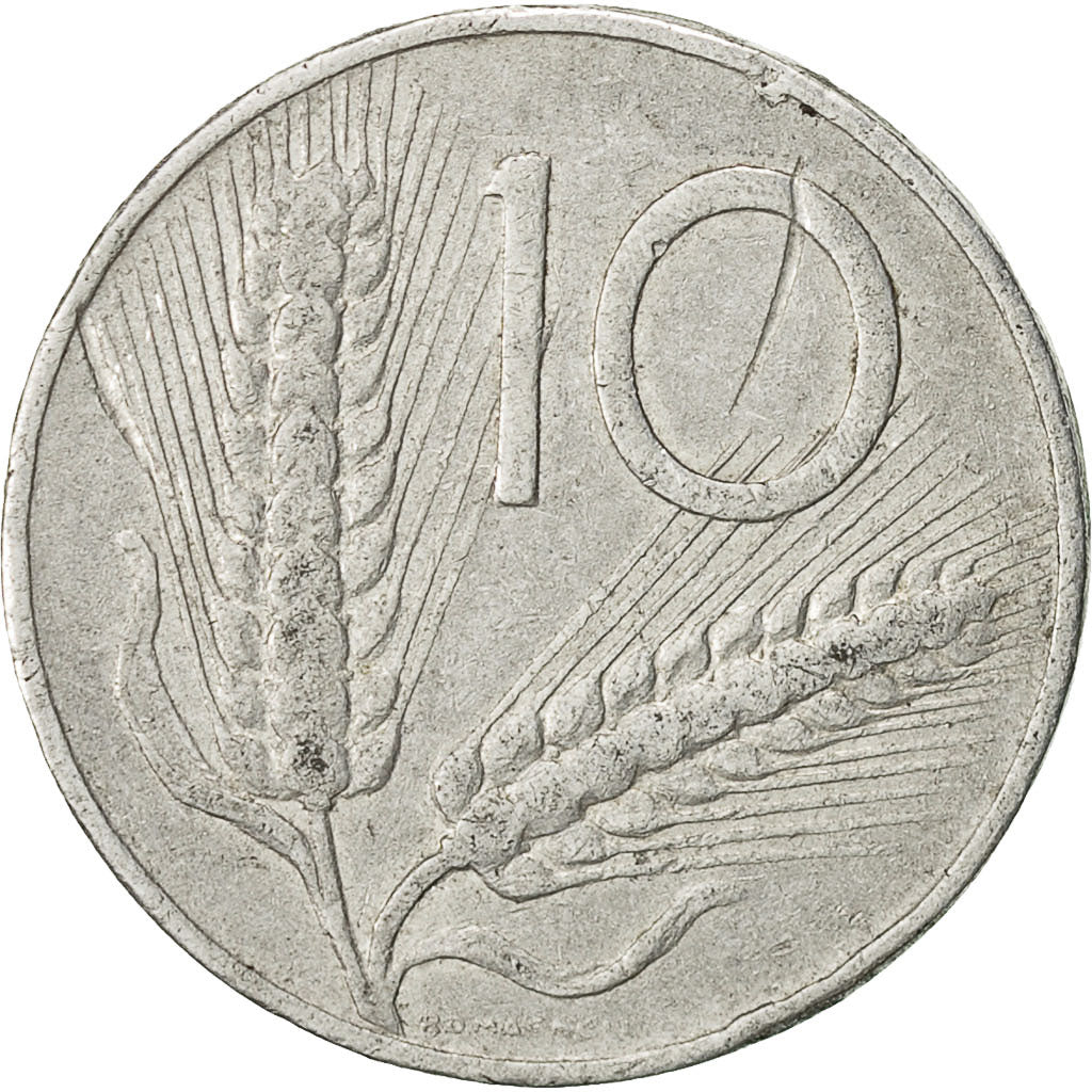 Moneda, Italia, 10 Lire, 1954, Rome, BC+, Aluminio, KM:93