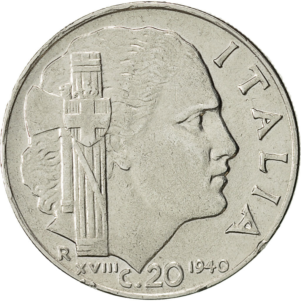 Monnaie, Italie, Vittorio Emanuele III, 20 Centesimi, 1940, Rome, SUP, Stainless