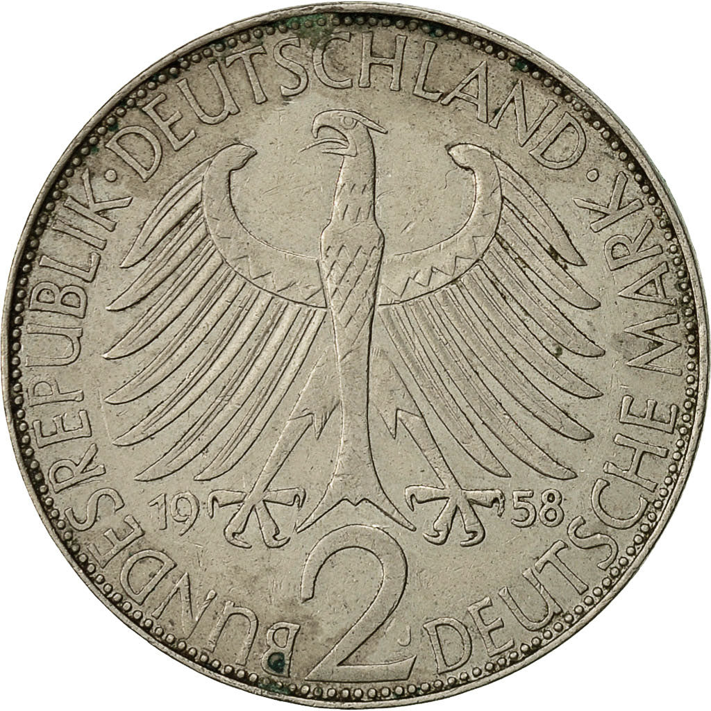 Monnaie, République fédérale allemande, 2 Mark, 1958, Hambourg, TTB