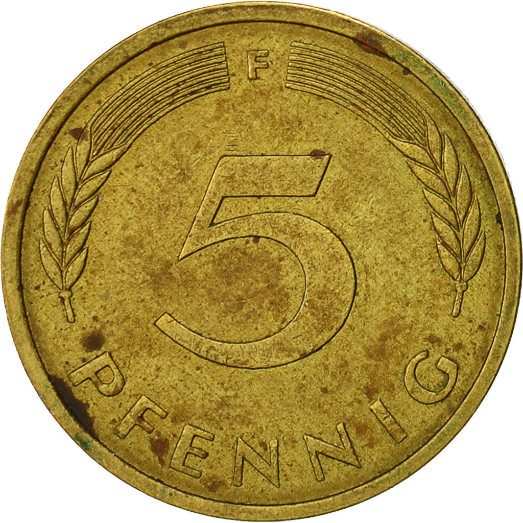 Moneta, GERMANIA - REPUBBLICA FEDERALE, 5 Pfennig, 1977, Stuttgart, MB, Acciaio