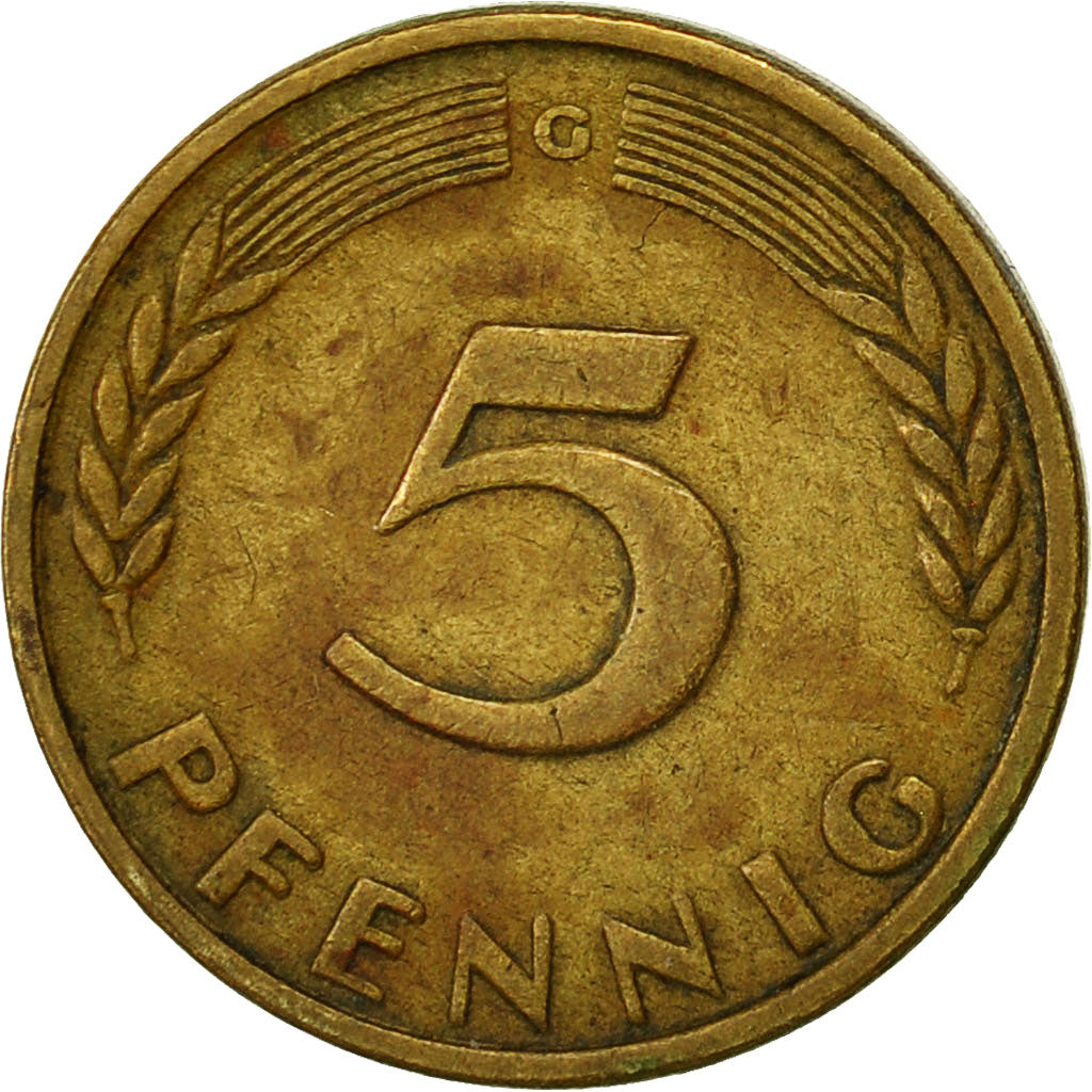 Monnaie, République fédérale allemande, 5 Pfennig, 1949, Karlsruhe, TB, Brass