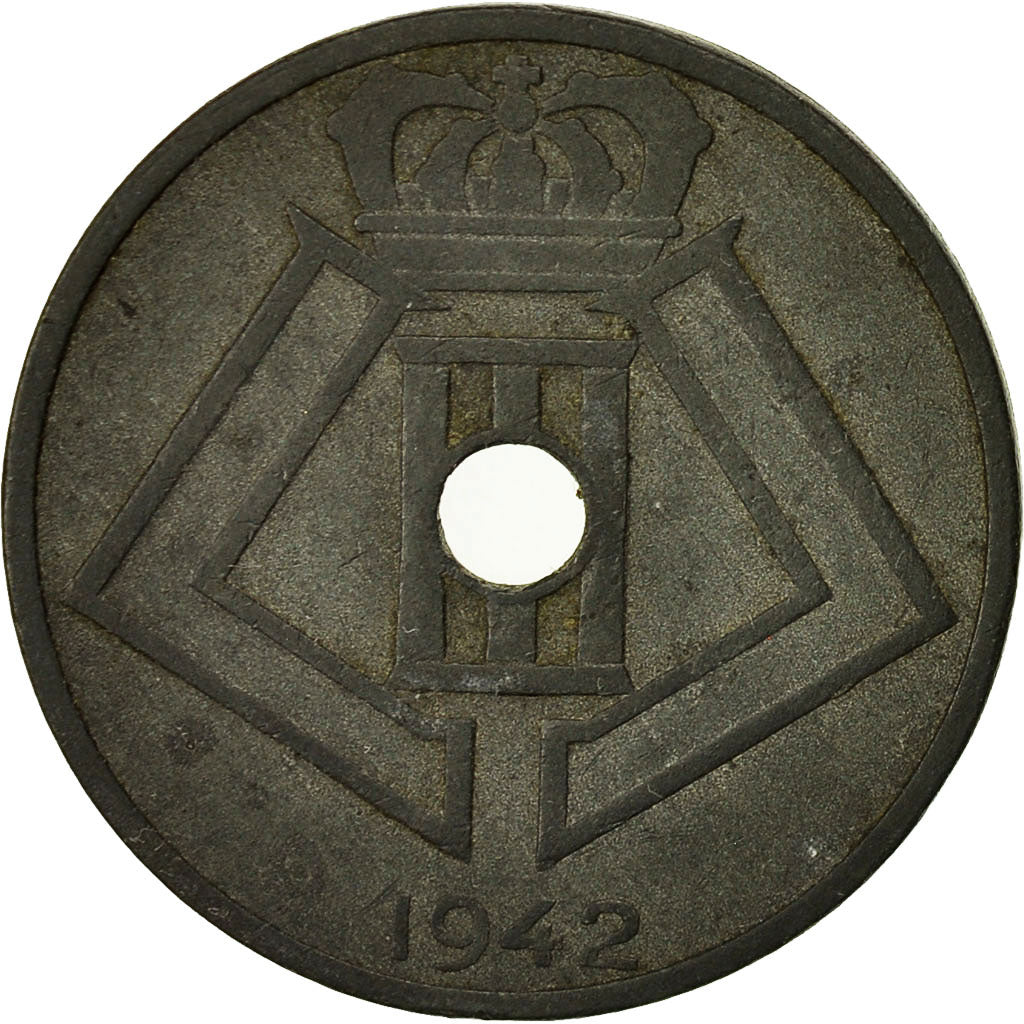 Moneta, Belgia, 25 Centimes, 1942, VF(20-25), Cynk, KM:131