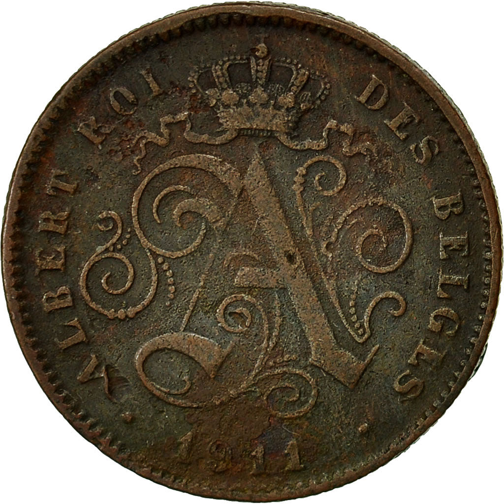 Coin, Belgium, Albert I, 2 Centimes, 1911, EF(40-45), Copper, KM:64