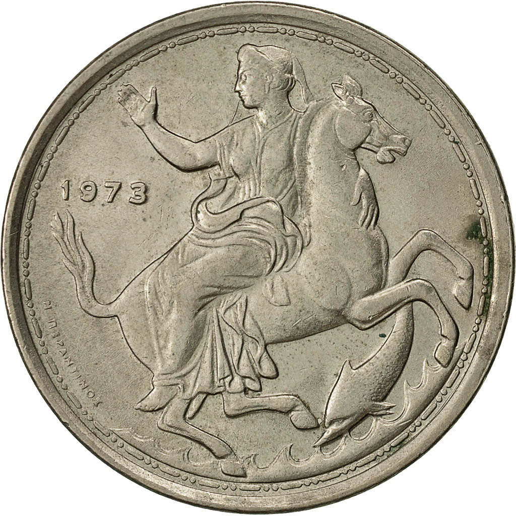 Moneta, Grecia, Constantine II, 20 Drachmai, 1973, BB, Rame-nichel, KM:111