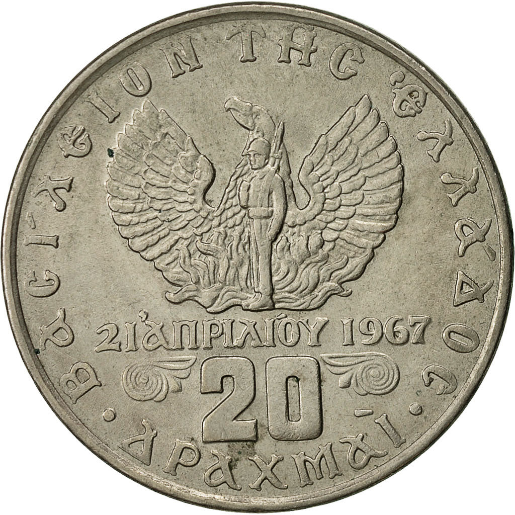 Moneta, Grecia, Constantine II, 20 Drachmai, 1973, BB, Rame-nichel, KM:111