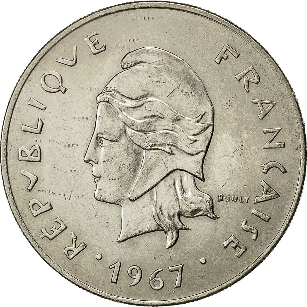 Moneta, Nuova Caledonia, 50 Francs, 1967, Paris, BB, Nichel, KM:7
