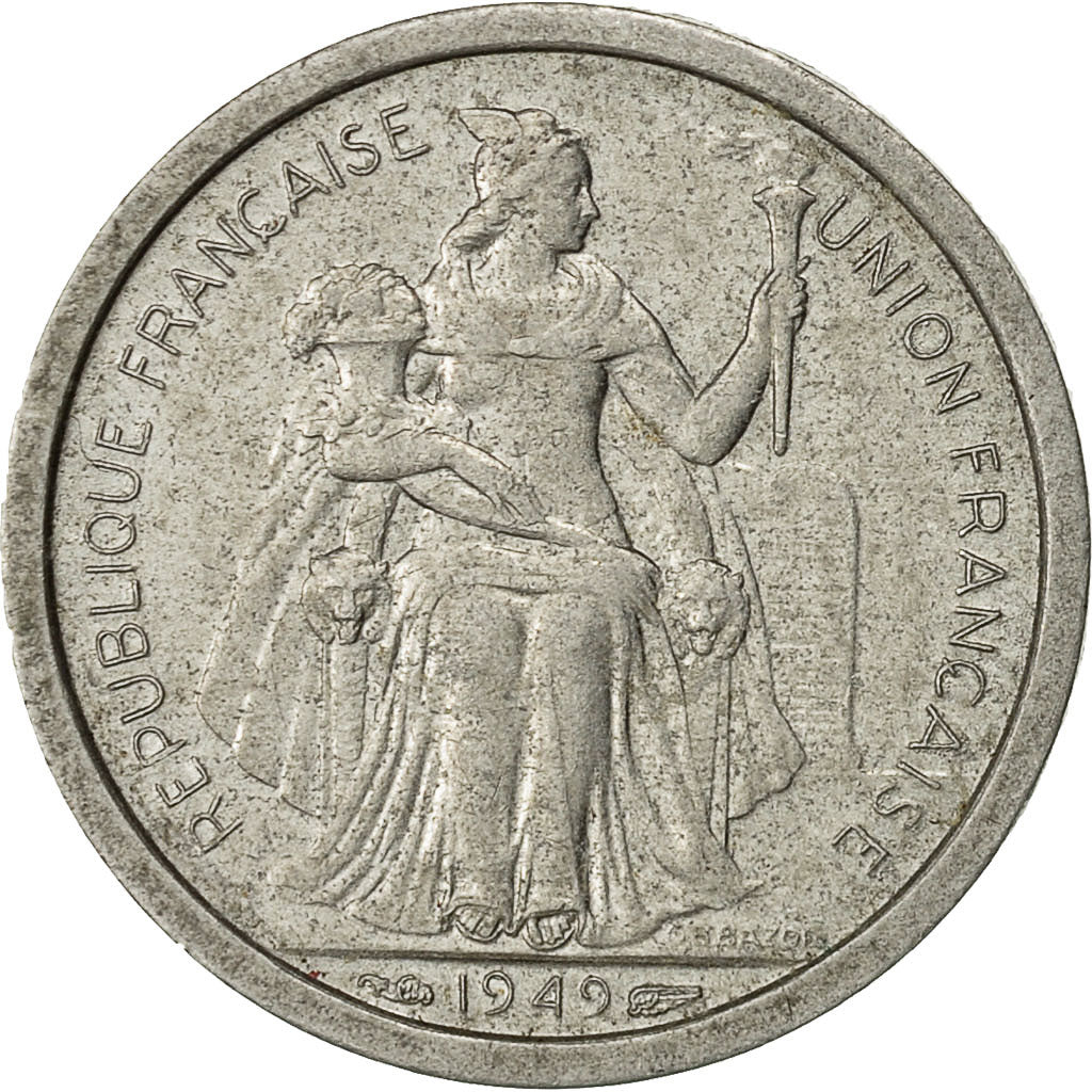 Coin, New Caledonia, Franc, 1949, Paris, VF(20-25), Aluminum, KM:2
