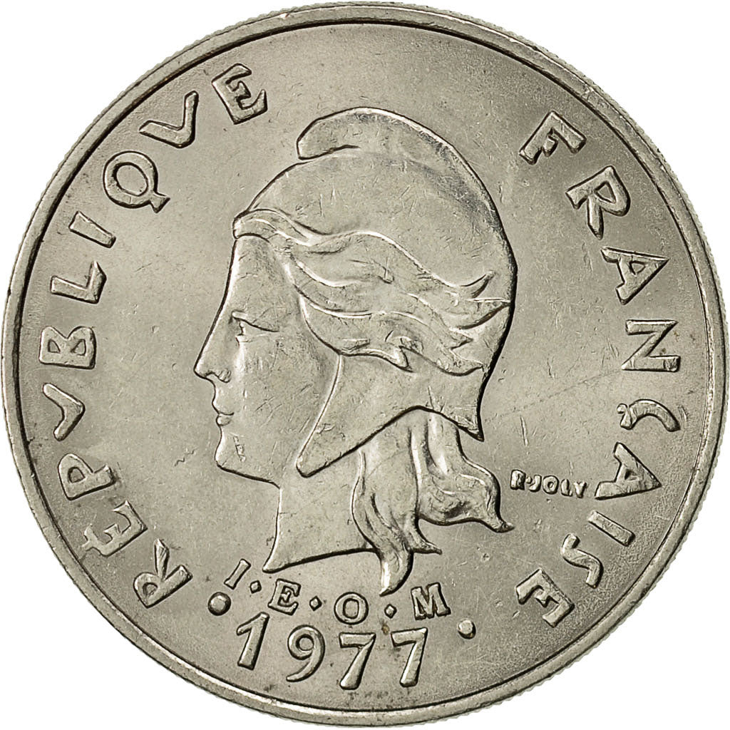 Moneda, Polinesia francesa, 20 Francs, 1977, Paris, MBC, Níquel, KM:9