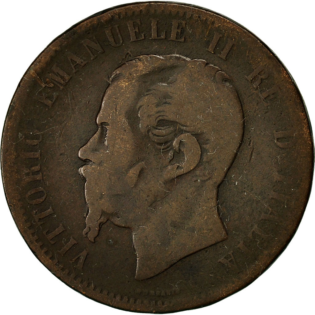 Moneta, Italia, Vittorio Emanuele II, 10 Centesimi, 1862, Milan, MB, Rame