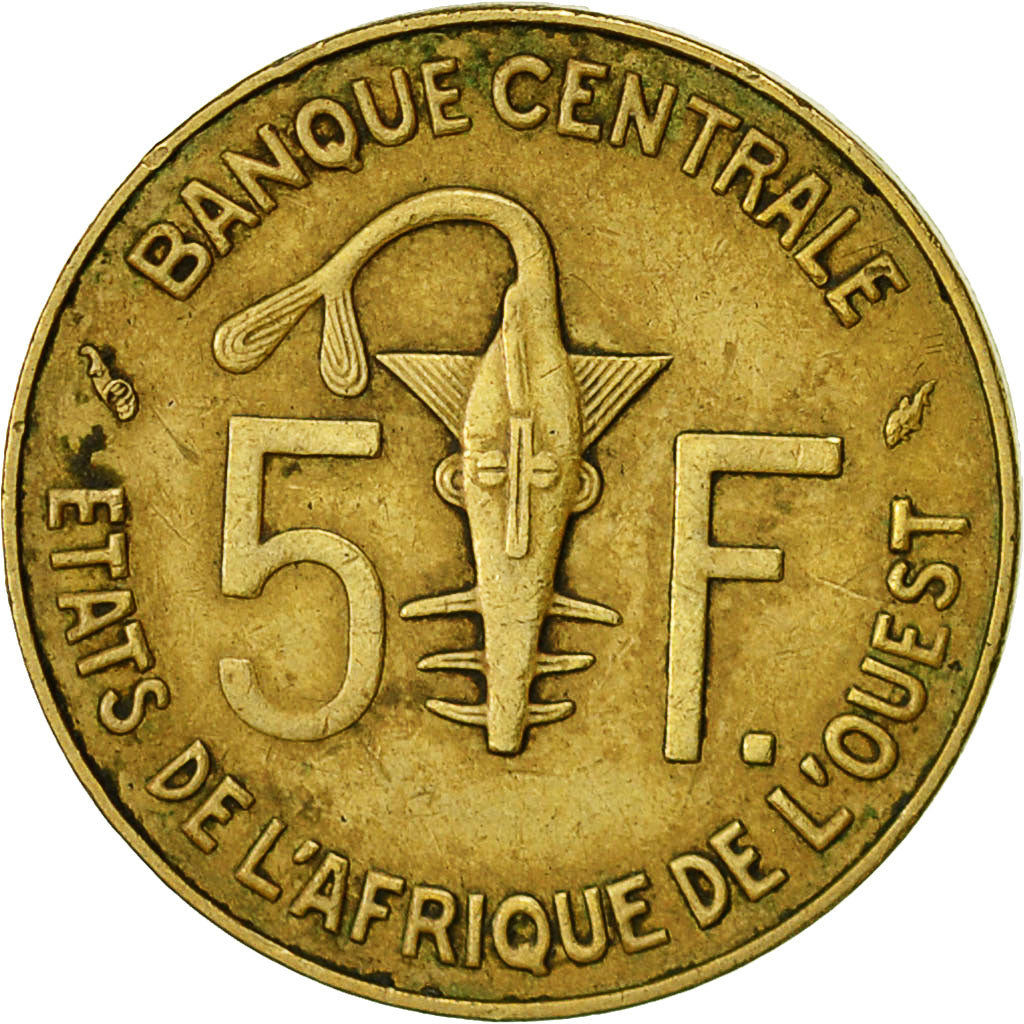 Moneda, Estados del África Occidental, 5 Francs, 1981, MBC, Aluminio - níquel