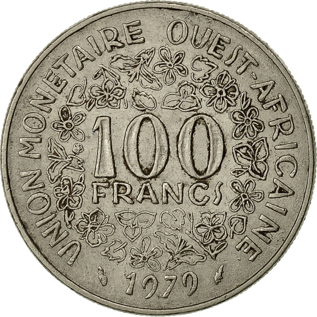 Moneda, Estados del África Occidental, 100 Francs, 1979, MBC, Níquel, KM:4