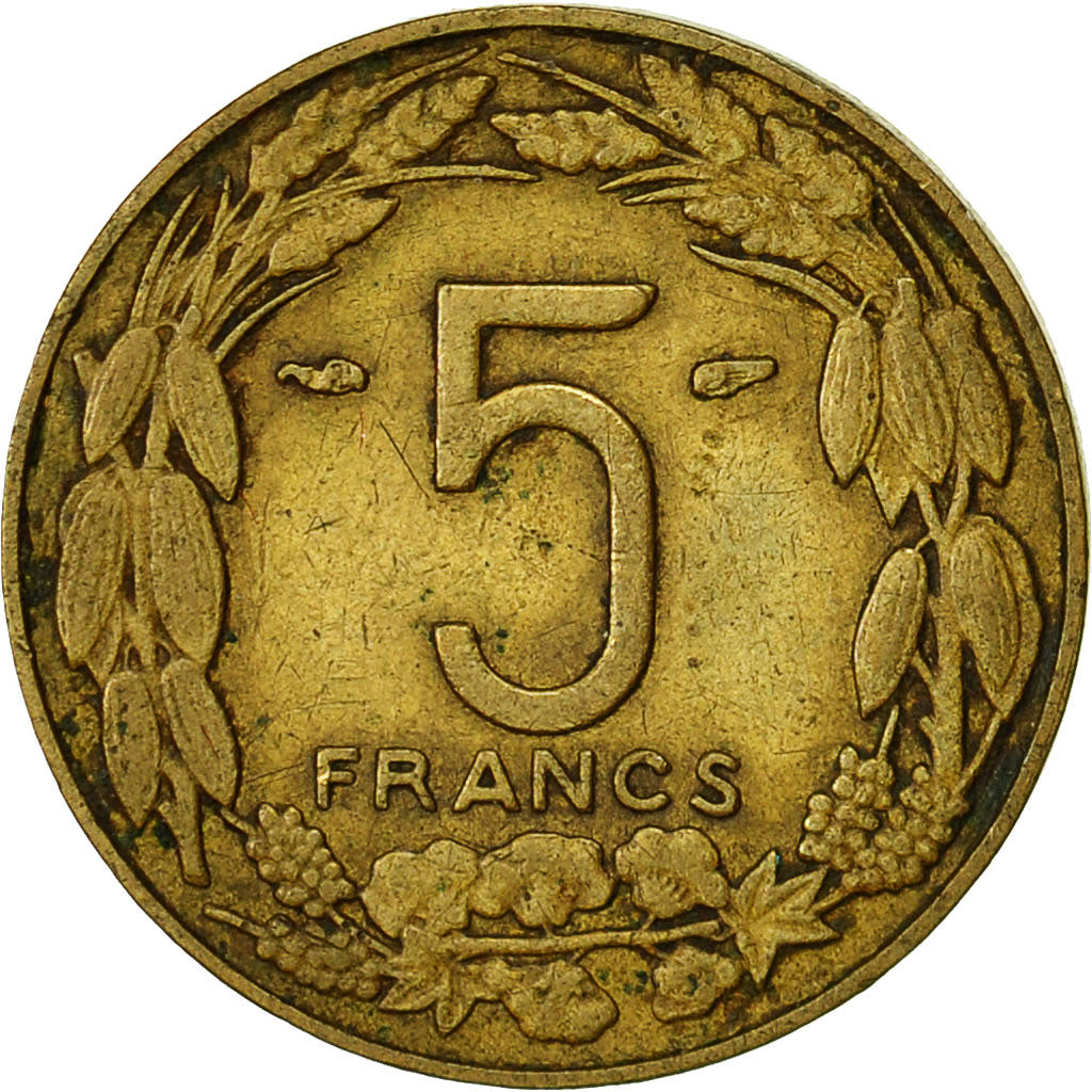 Coin, Cameroon, 5 Francs, 1958, EF(40-45), Aluminum-Bronze, KM:10