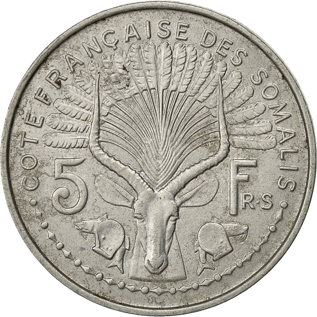 Coin, French Somaliland, 5 Francs, 1959, Paris, VF(20-25), Aluminum, KM:10