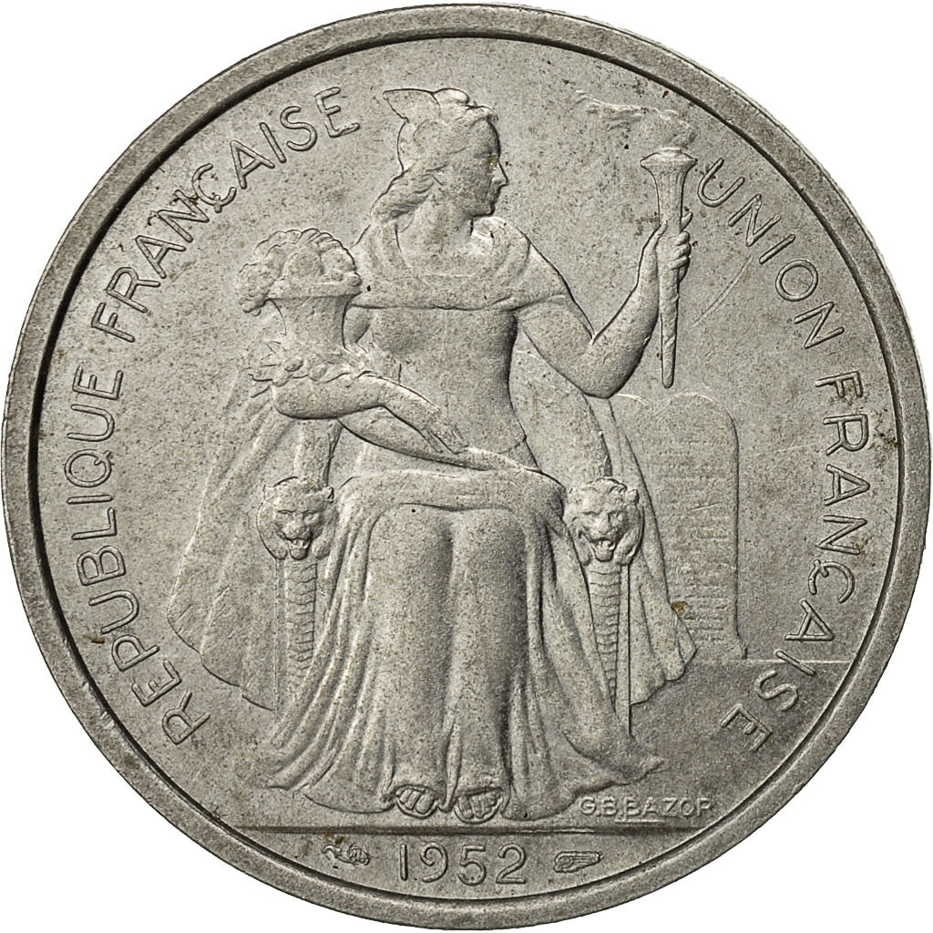 Monnaie, FRENCH OCEANIA, 5 Francs, 1952, TTB, Aluminium, KM:4