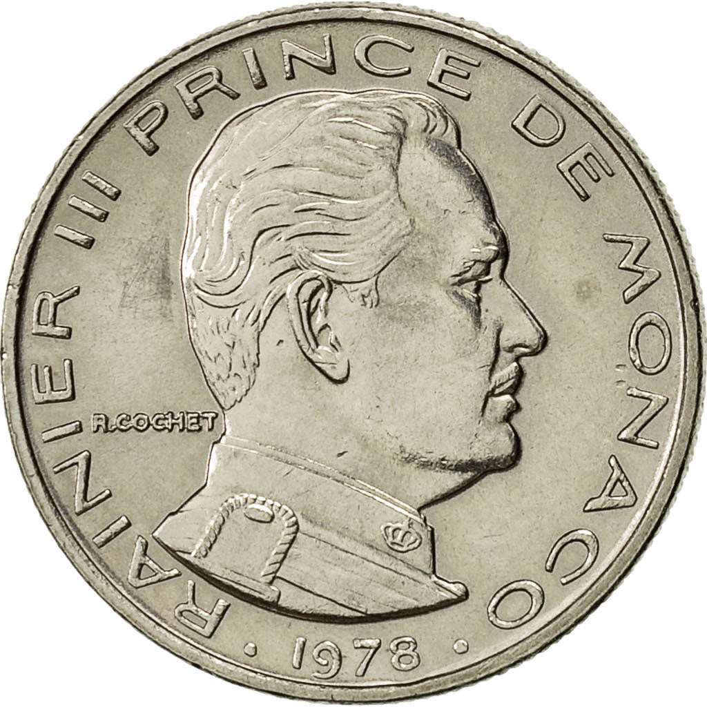 Coin, Monaco, Rainier III, 1/2 Franc, 1978, AU(55-58), Nickel, KM:145
