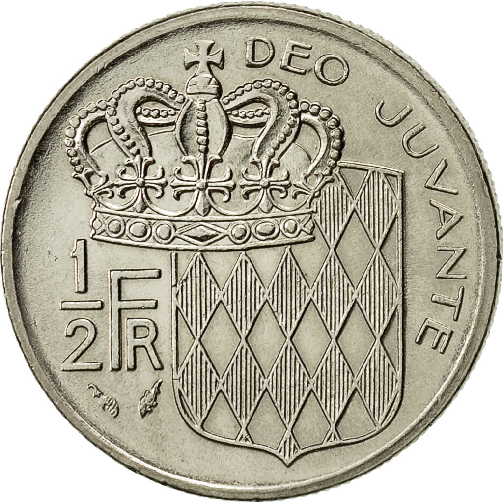 Coin, Monaco, Rainier III, 1/2 Franc, 1978, AU(55-58), Nickel, KM:145