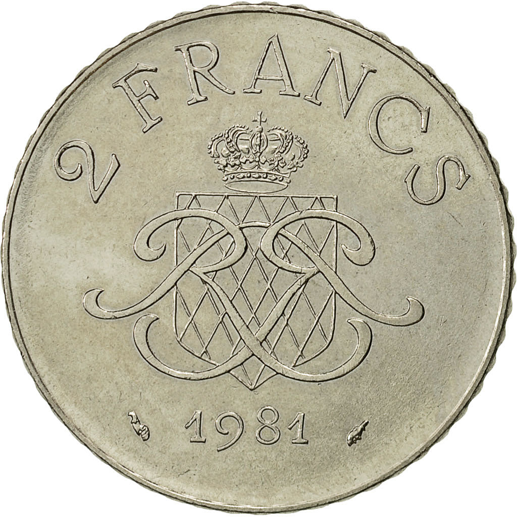 Moneta, Monaco, Rainier III, 2 Francs, 1981, BB, Nichel, KM:157